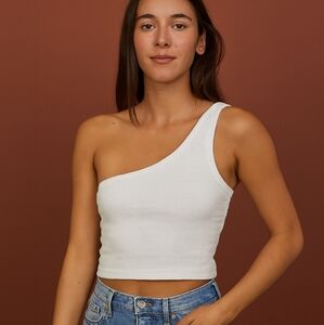 EUC American Eagle White One-Shoulder Top Size Small